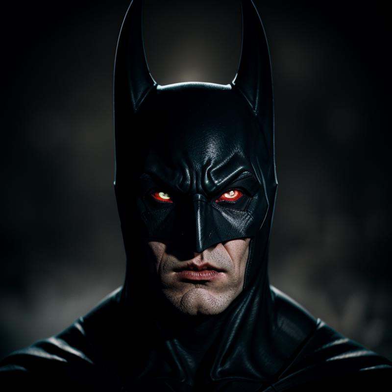 cinematic film still of Batman Vampire a drawing of a batman mask with a creepy look and vampire fangs,  shallow depth of...