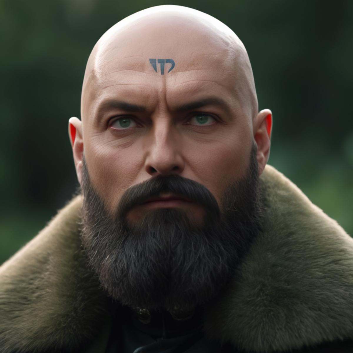 cinematic film still of Yuri Grigori Rasputin a man with a bald head and a beard,  solo,  1boy on Tensor.Art