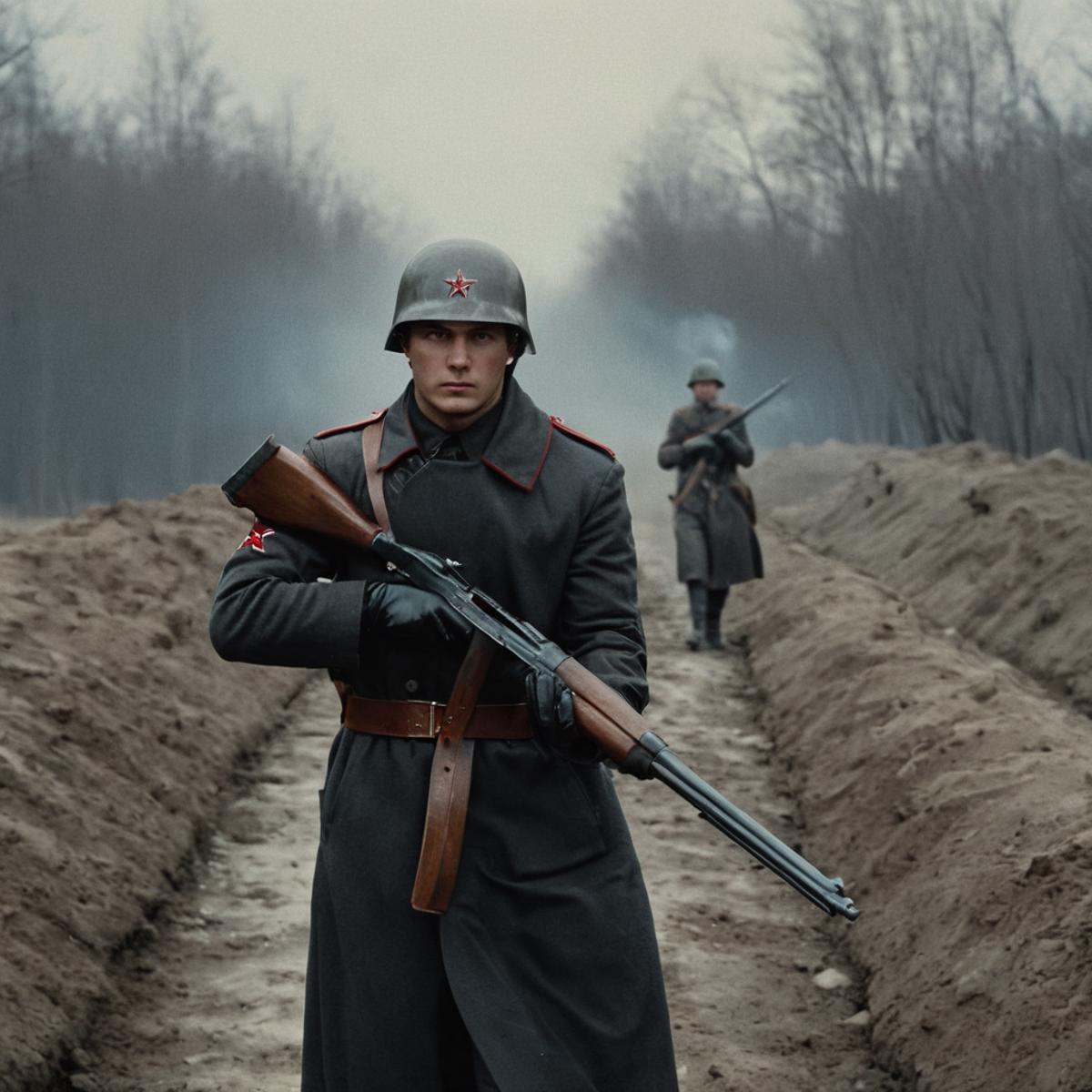 cinematic film still of concept trooper,  Union of Soviet Socialist Republics,  Soviet on Tensor.Art