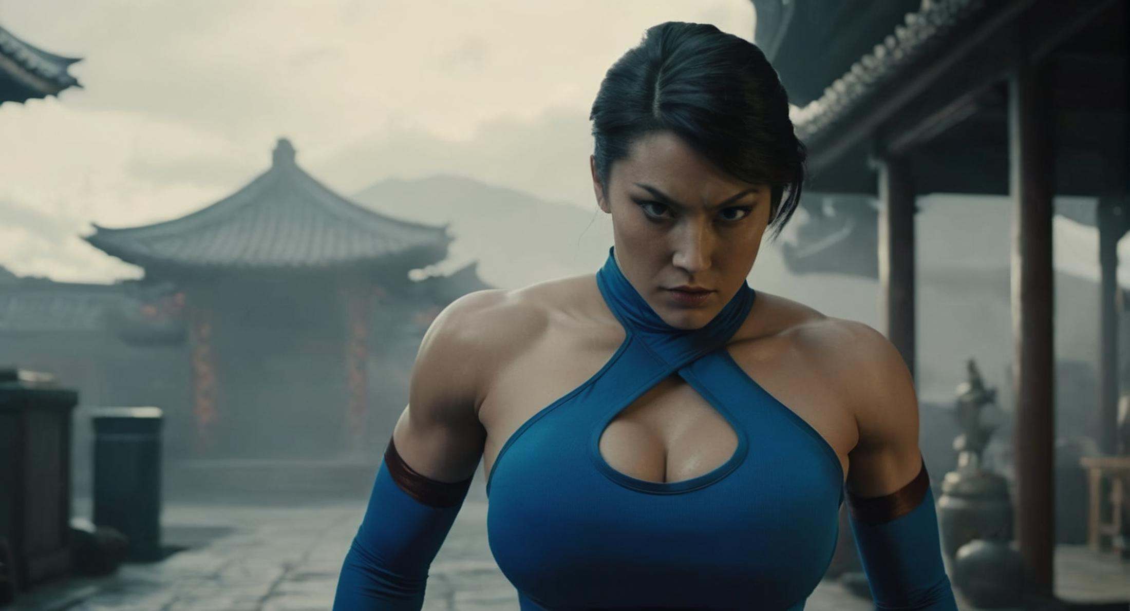 Dark Fantasy Art of (Cinematic Film stock footage style) in (arri alexa style) (Kodak film print style),  Chun-Li a pictur...