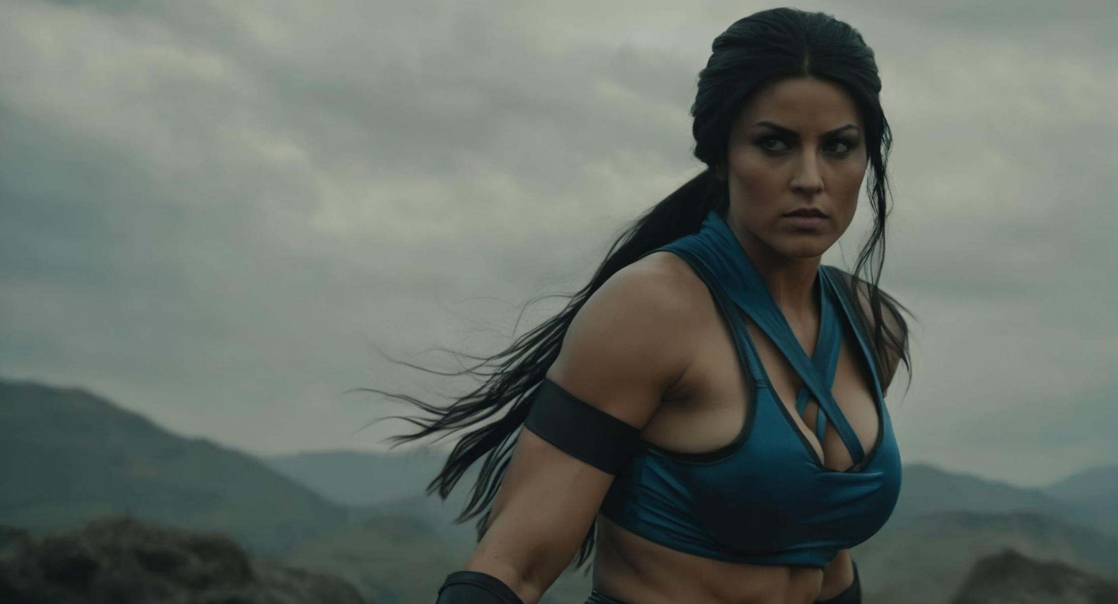 Dark Fantasy Art of (Cinematic Film stock footage style) in (arri alexa style) (Kodak film print style),  a muscular woman...