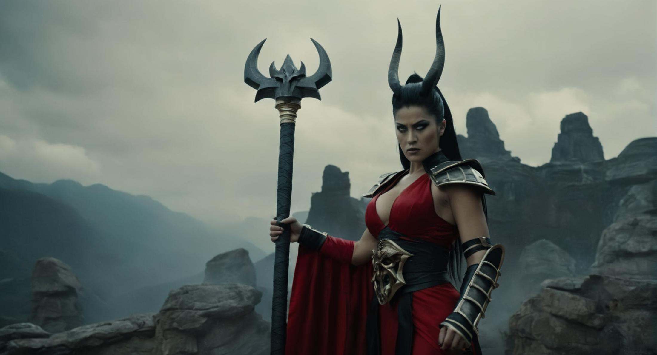 Dark Fantasy Art of (Cinematic Film stock footage style) in (arri alexa style) (Kodak film print style),  Emperor Shao Kah...
