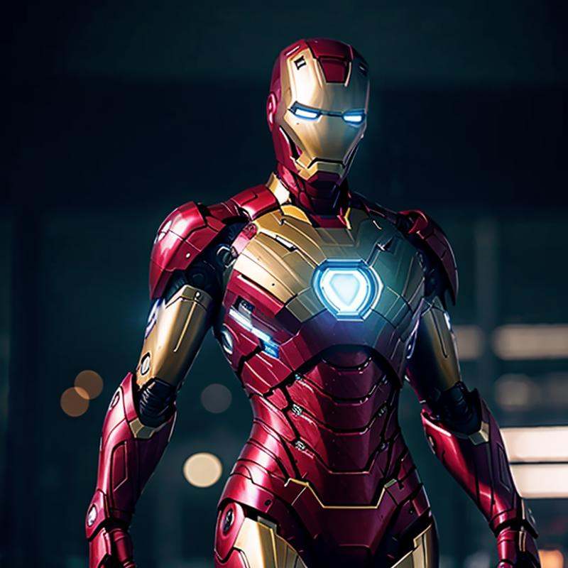 cinematic film still of a woman in iron-man suit standing next to a robot Mortal Kombat Style,  shallow depth of field,  v...