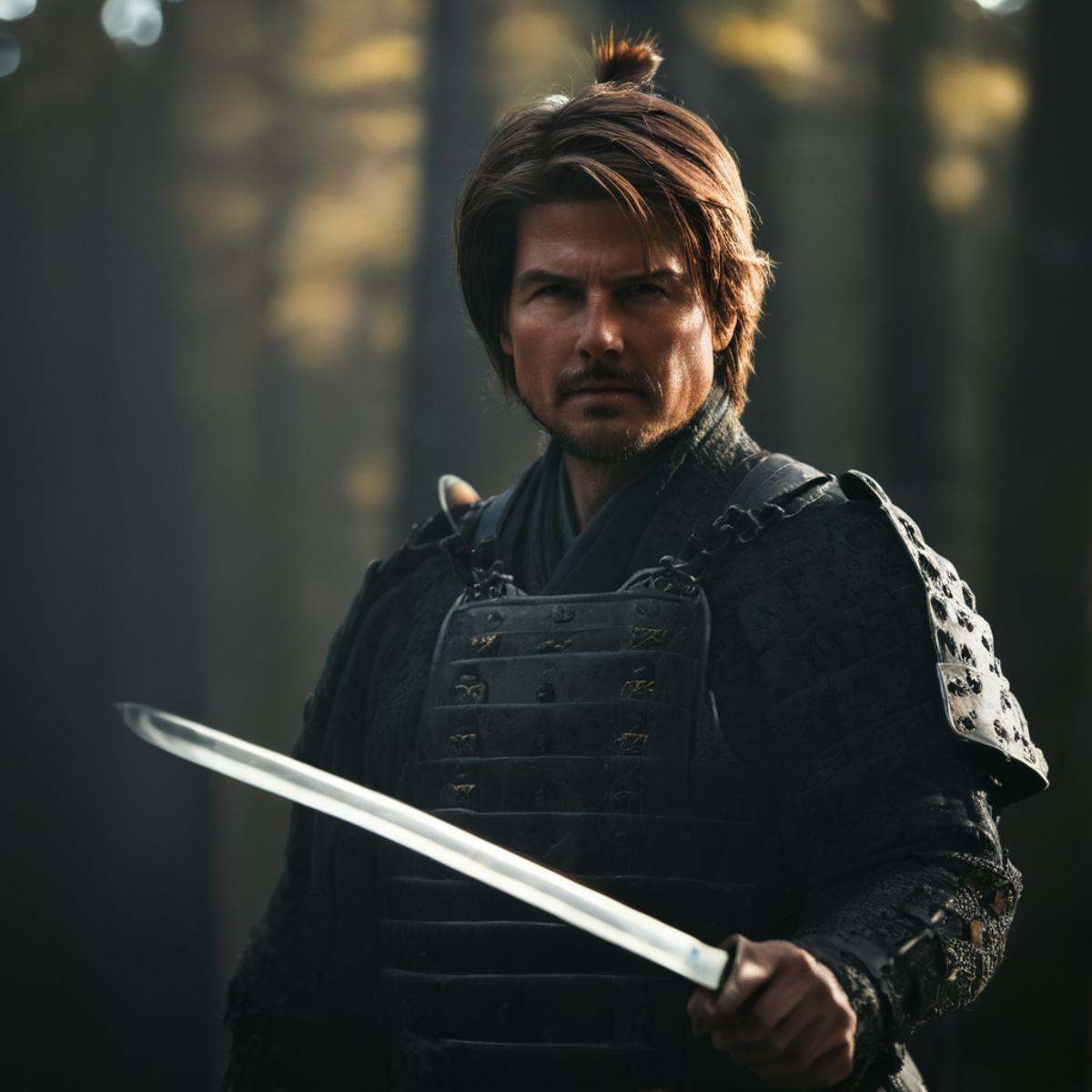 cinematic film still of Shogun tom cruise,  a closeup of a man holding a knife in his hand,  solo on Tensor.Art