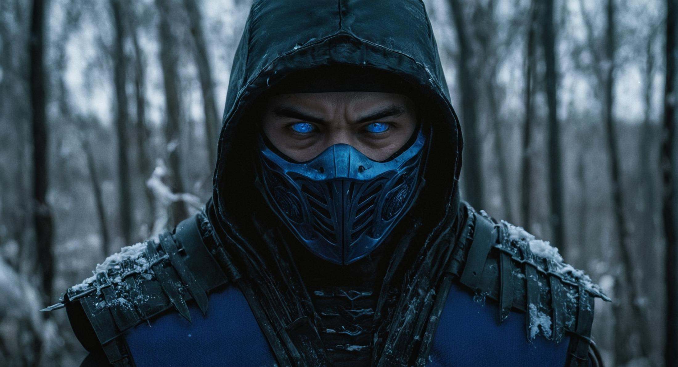 cinematic film still of Mortal Kombat style,  fictional universe consisting of numerous realms,  a man with half side and...