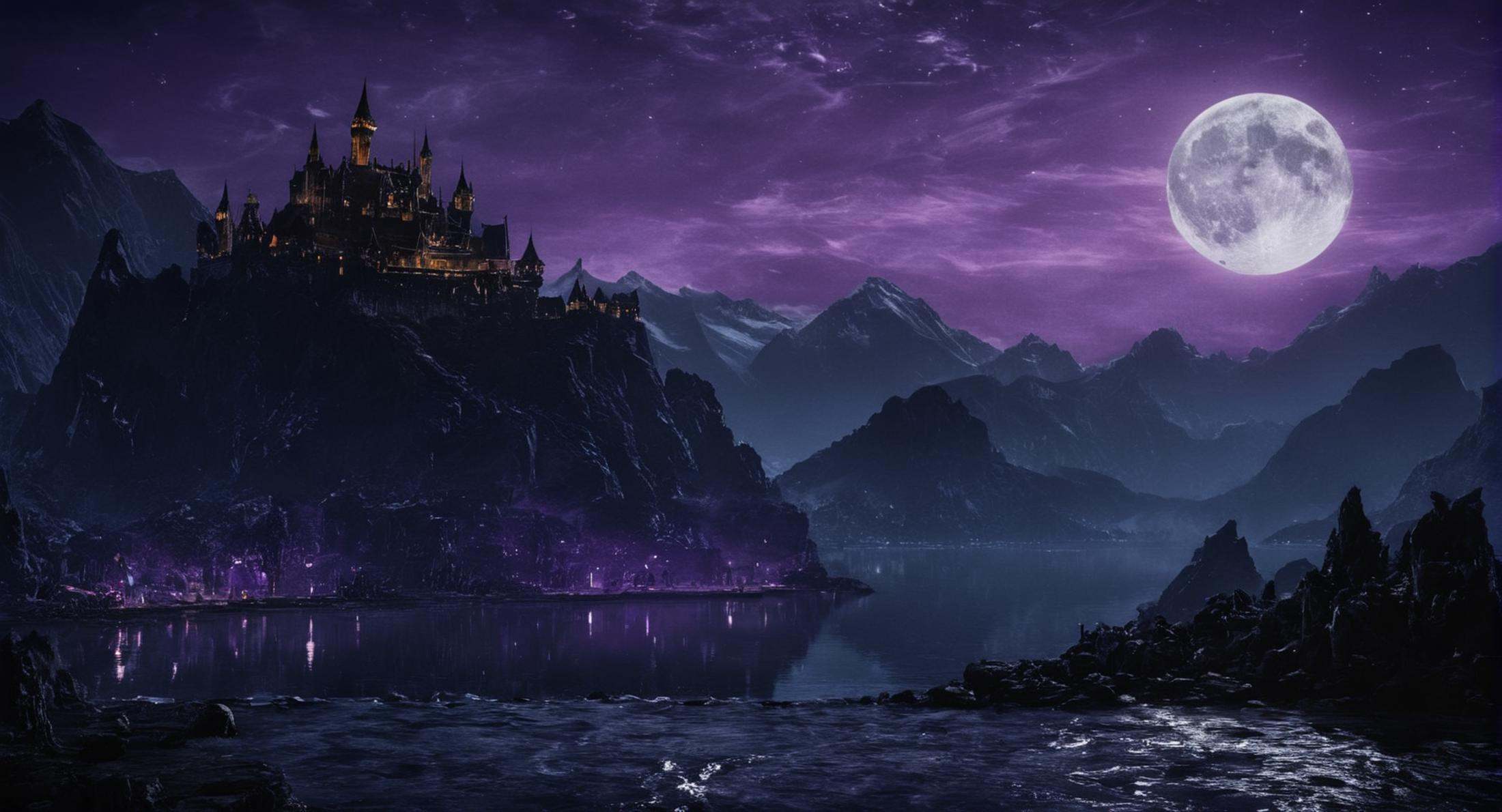 cinematic film still of Mortal Kombat style,  fictional universe consisting of numerous realms,  a mountain with a castle...