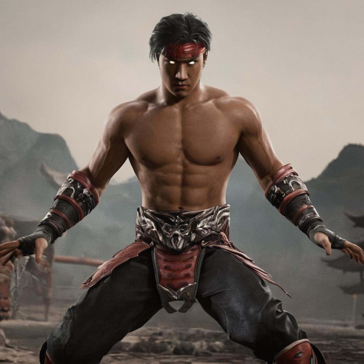 Hyperrealistic art of Mortal Kombat style,  fictional universe consisting of numerous realms,  Liu Kang on Tensor.Art