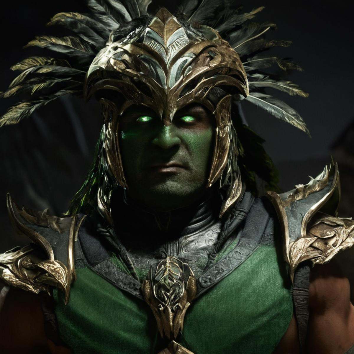 cinematic film still of Mortal Kombat style,  fictional universe consisting of numerous realms,  Kotal Kahn on Tensor.Art