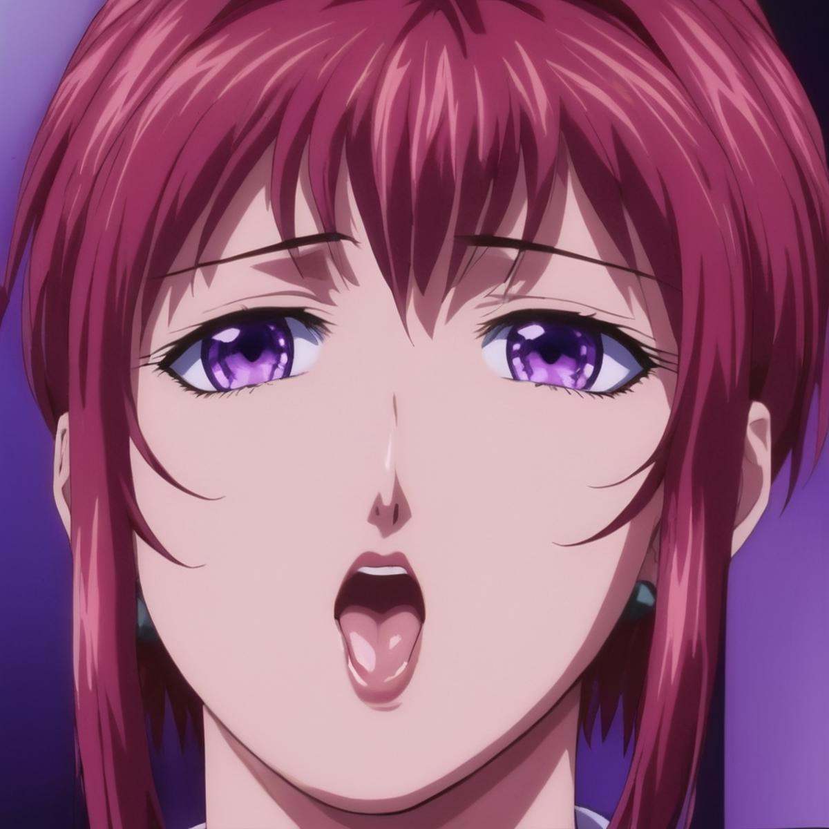 anime artwork of Hiroko Takashiro a young woman with red hair and purple eyes,  1girl,  solo on Tensor.Art