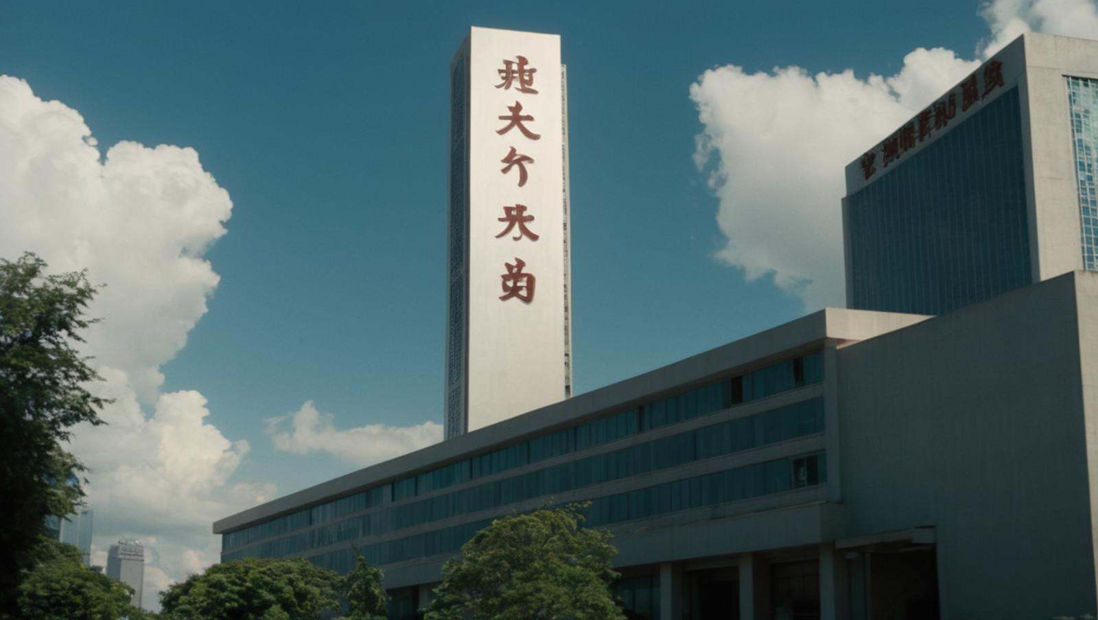 cinematic film still of Chiaroscuro Lighting Style Kodak Motion Picture Film Style (((realistic)))a large building with a...