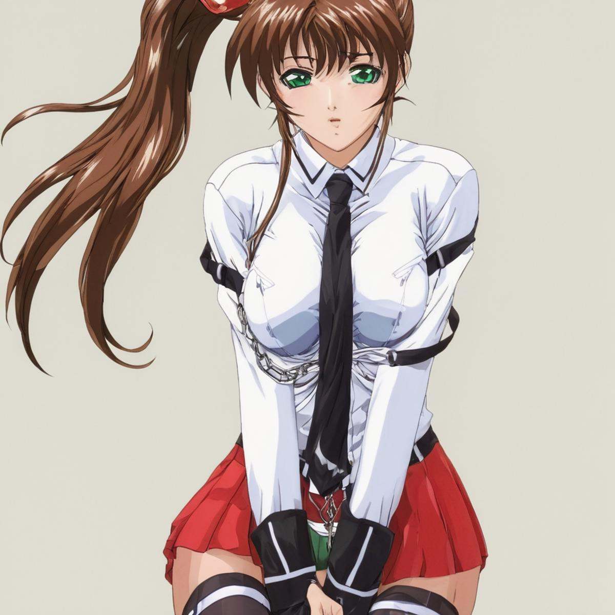 anime artwork of Kurumi Imari a woman in a white shirt and red pants,  1girl,  solo on Tensor.Art
