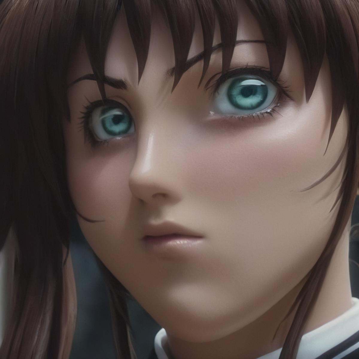 cinematic film still of HyperrealisticKurumi Imari a close up of a surprise woman person with blue eyes,  1girl,  solo on...