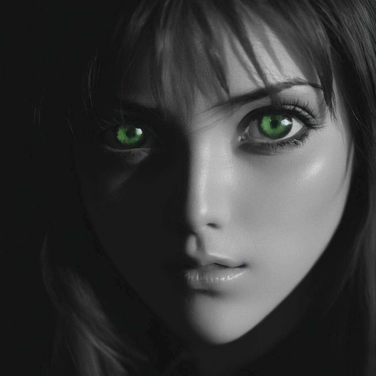 cinematic film still of Chiaroscuro Lighting Style Kurumi Imari (((greeneyes)))dramatic,  cinematic,  shadow on Tensor.Art