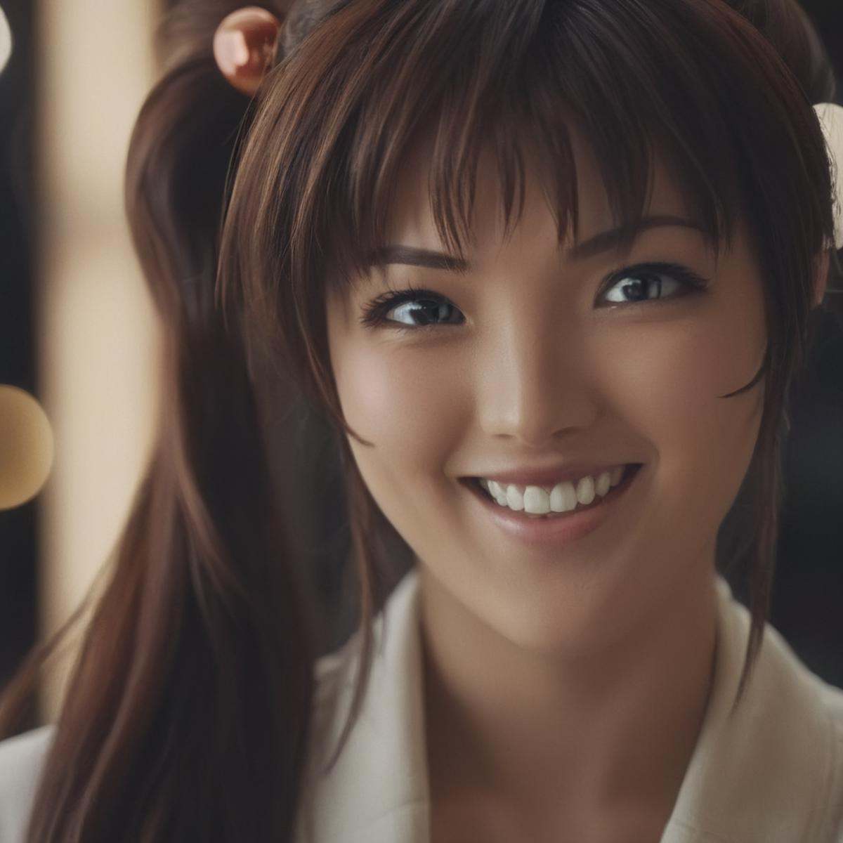 cinematic film still of Kurumi Imari a realistic cinematic photo of a very attractive woman smiling at camera,  shallow de...