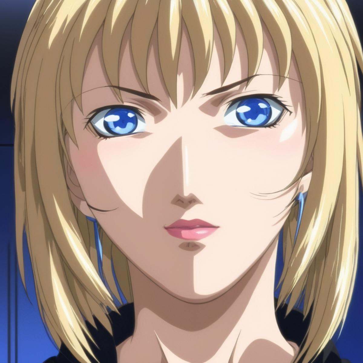 anime artwork of Reika Kitami a woman with blonde hair and blue eyes,  1girl,  solo on Tensor.Art