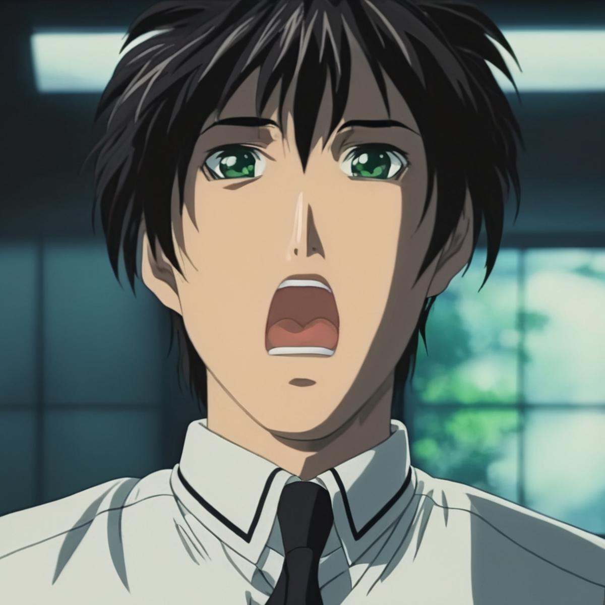 cinematic film still of Taki Minase a man with black hair and a white shirt,  solo,  open mouth on Tensor.Art