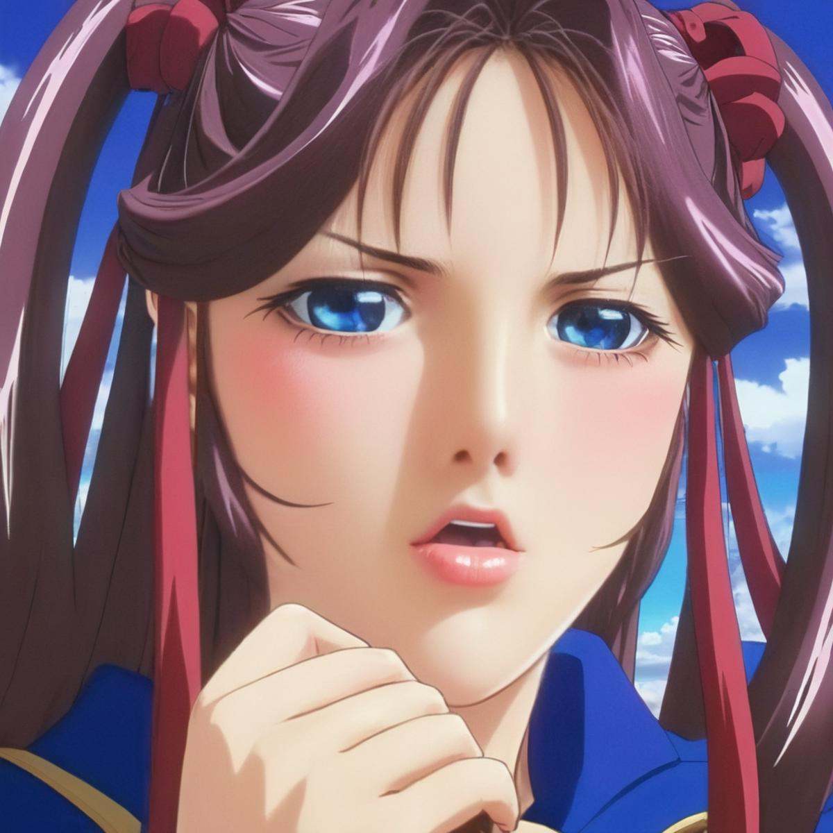 anime artwork of Yuki Toudou a woman with long hair and blue eyes,  1girl,  solo on Tensor.Art