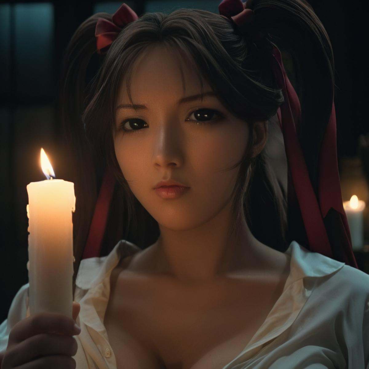 cinematic film still of Yuki Toudou a woman holding a candle in her hand,  1girl,  solo on Tensor.Art