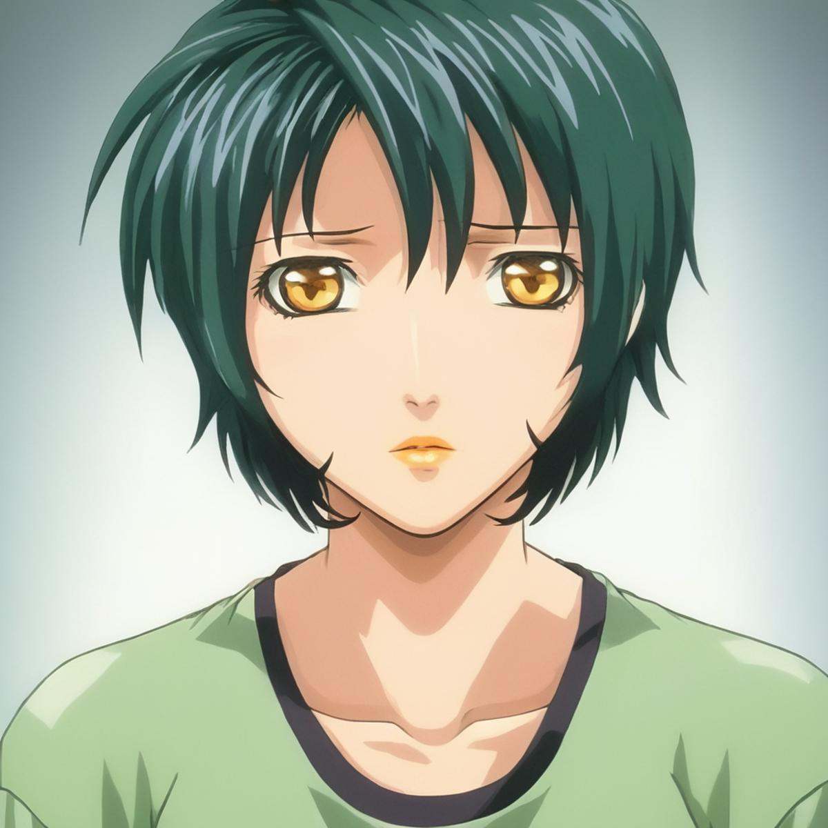 anime artwork of Yukiko Minase a close up of a person with brown eyes,  1girl,  solo on Tensor.Art