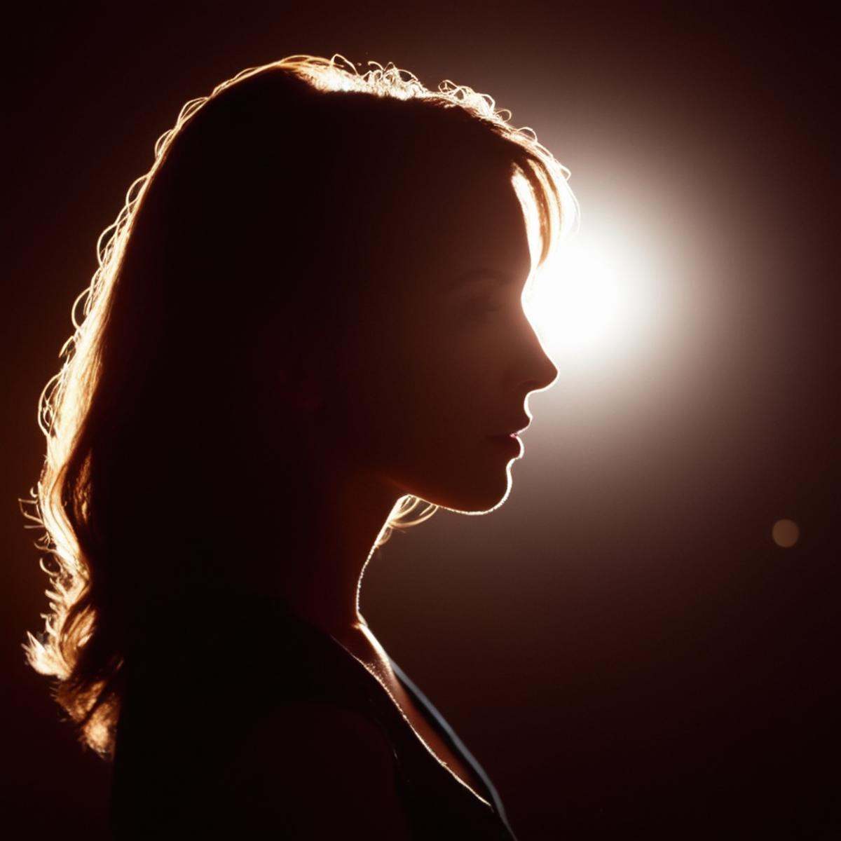 cinematic film still of A backlight photo of a woman is silhouetted against a light beam,  1girl,  solo on Tensor.Art