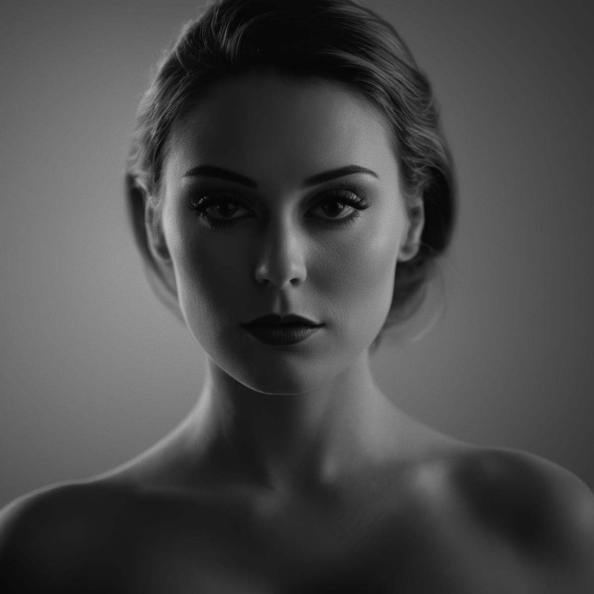 cinematic film still of Butterfly lighting photography of a Hollywood style of a woman with a very big breast posing for a...