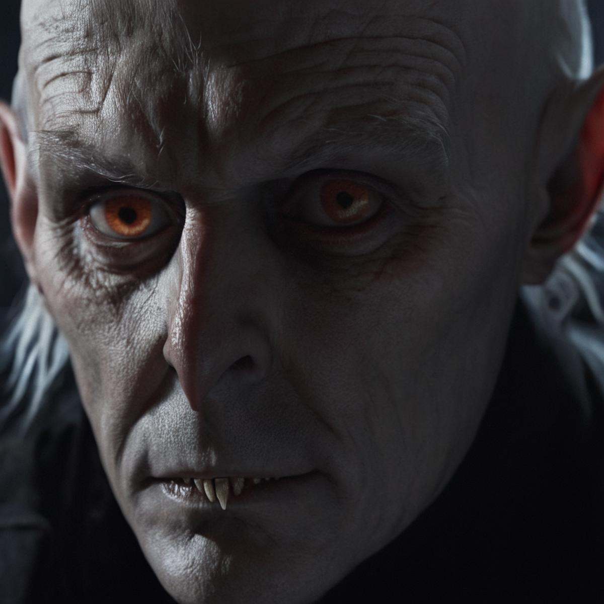 cinematic film still of Nosferatu a man with a toothy face and a jacket,  solo,  looking at viewer on Tensor.Art