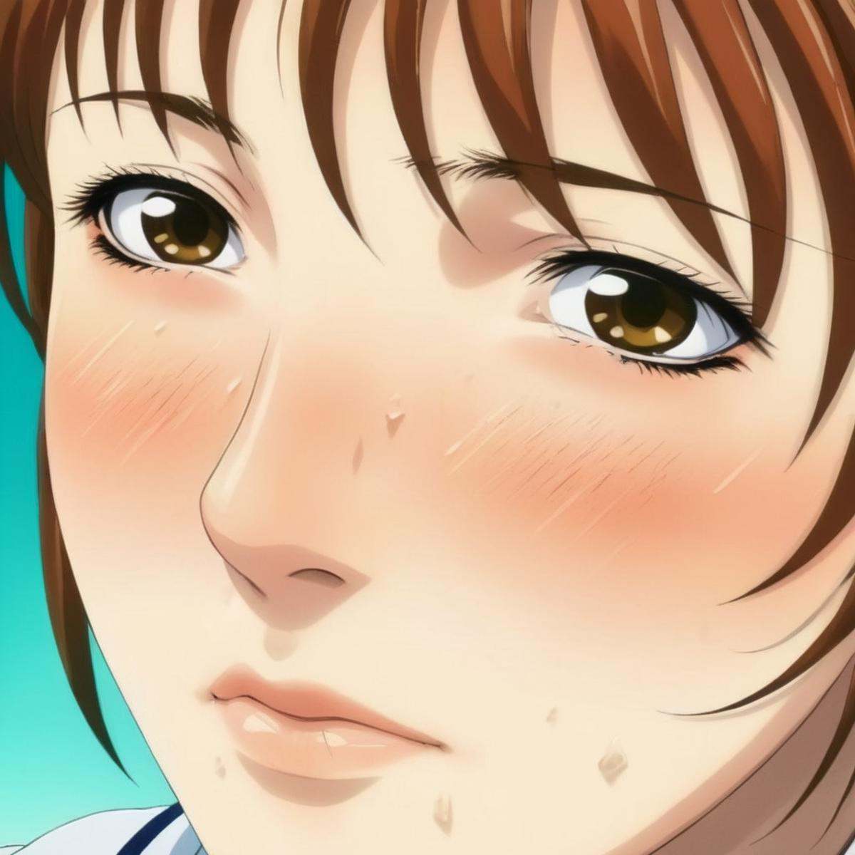 anime artwork of a close up of a young innocent looking woman with freckles on her face anime manga girl style,  anime sty...