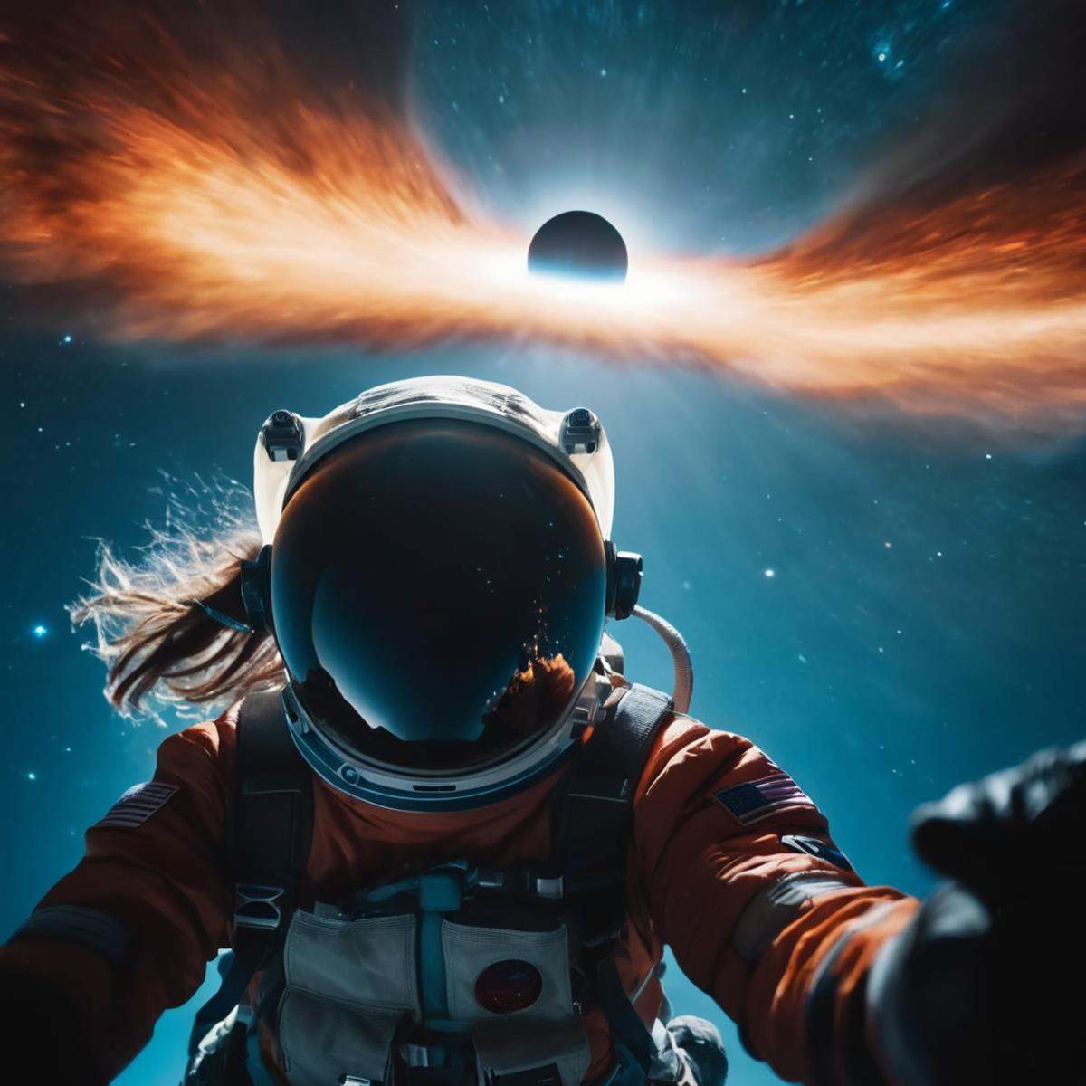 cinematic film still of A collision of a black hole in the center of a galaxy,  1girl,  solo on Tensor.Art
