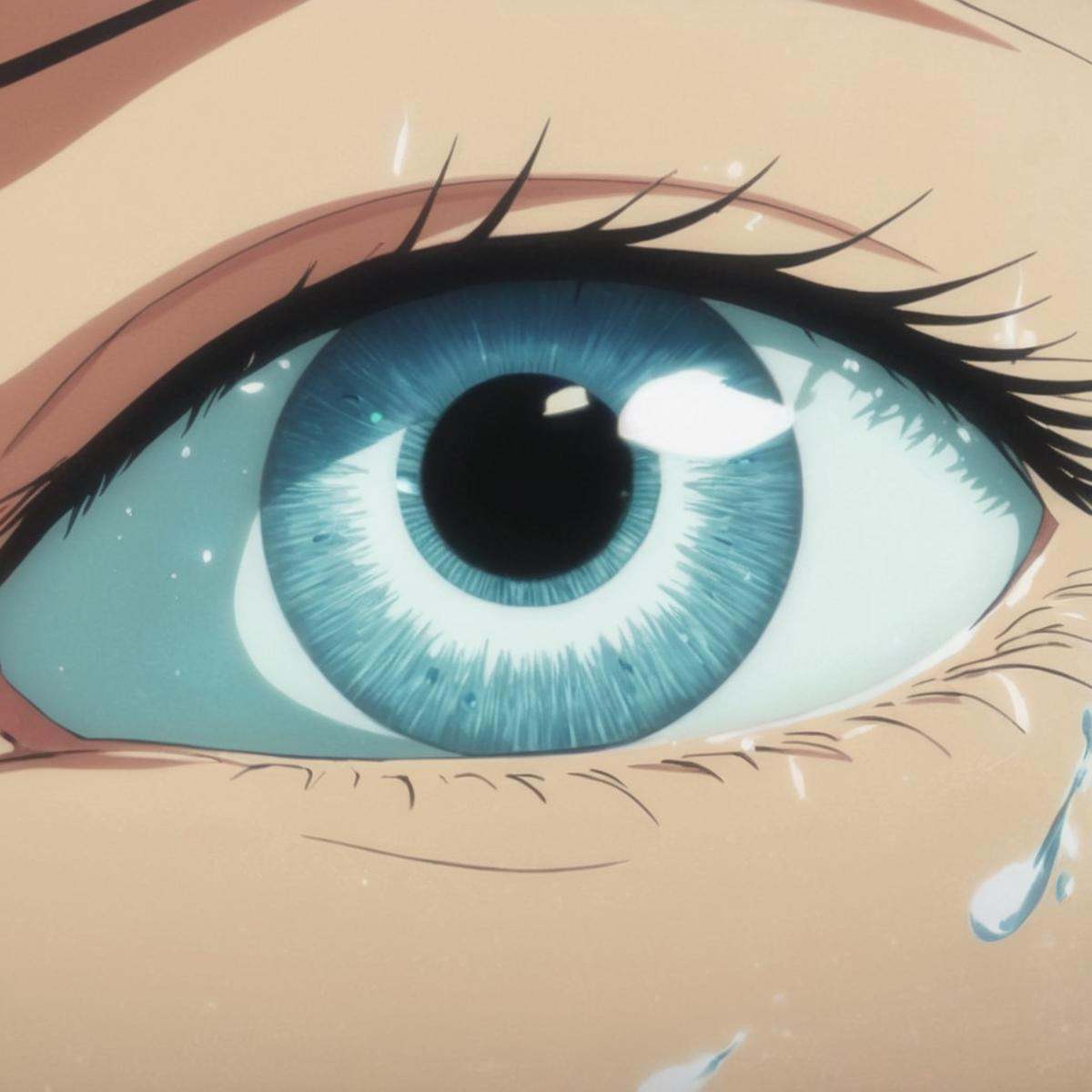 manga style art of An animated photo of a cartoon eye with a tear coming out of it,  solo,  looking at viewer on Tensor.Art