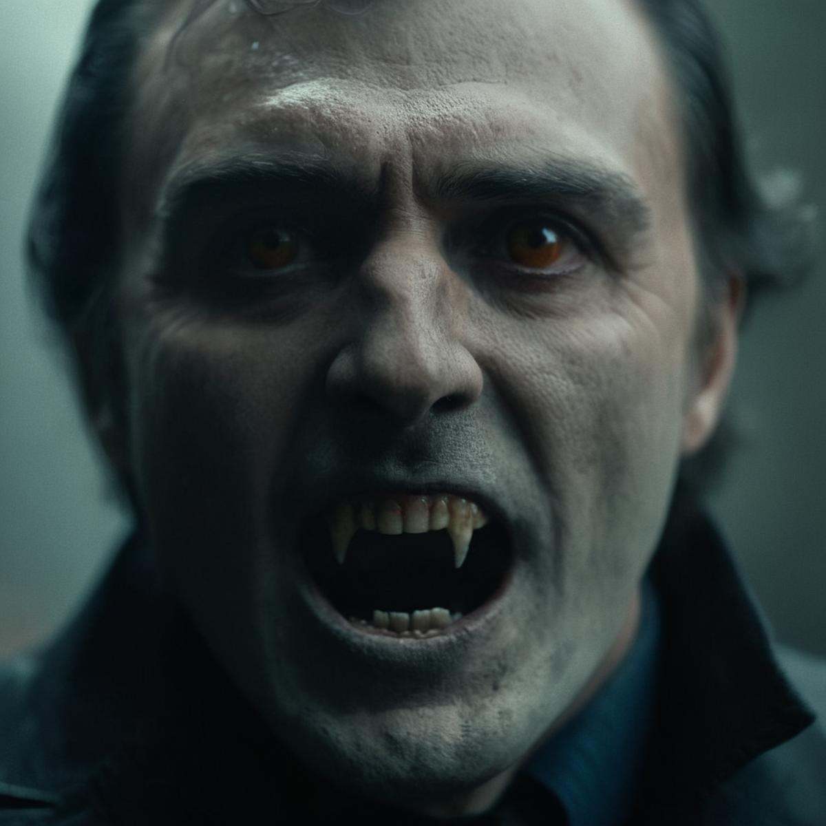 cinematic film still of Vampire Freak a creepy looking creature with a cigarette in his mouth,  solo,  shiny on Tensor.Art
