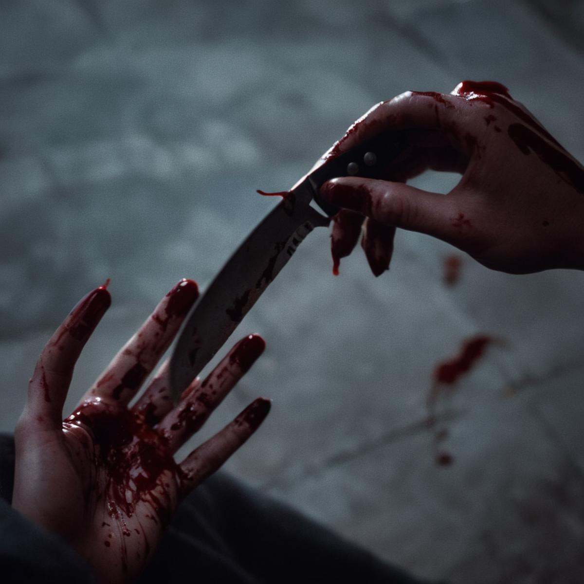 cinematic film still of Vampire Hands a person holding a knife in their hand,  solo,  1boy on Tensor.Art