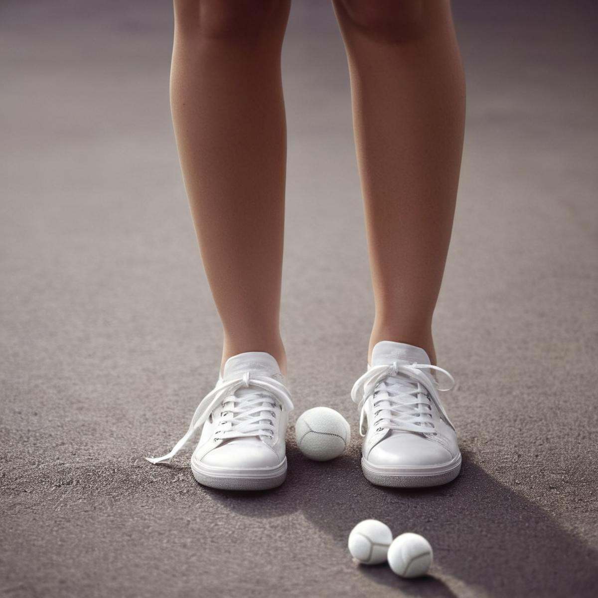 cinematic film still of A perfect detailed photo of a woman laying on the ground with her tennis racket,  foot focus,  cin...