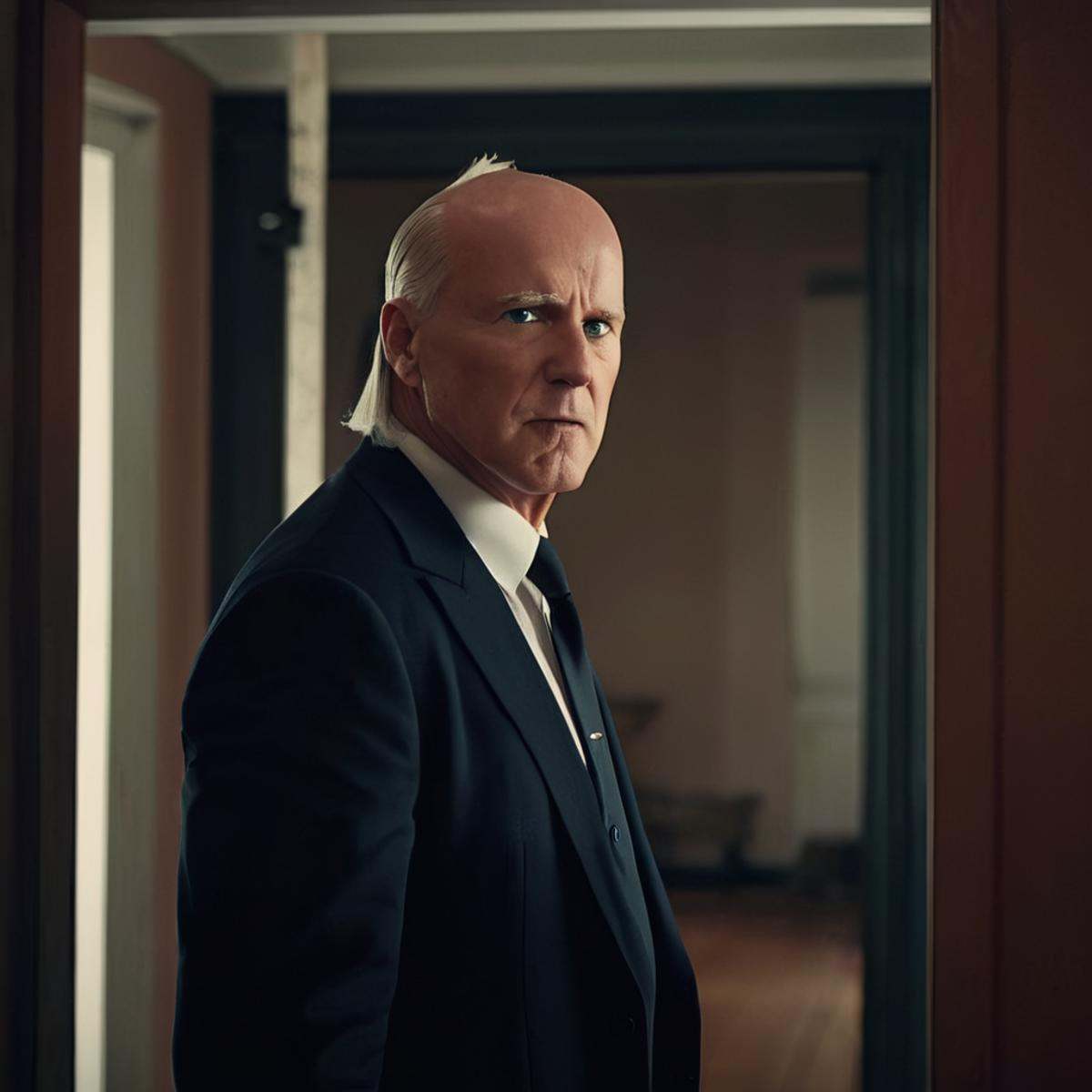 cinematic film still of detailed perfect Cecil Stedman a man standing in a doorway in a room,  old man,  full shot on Tens...