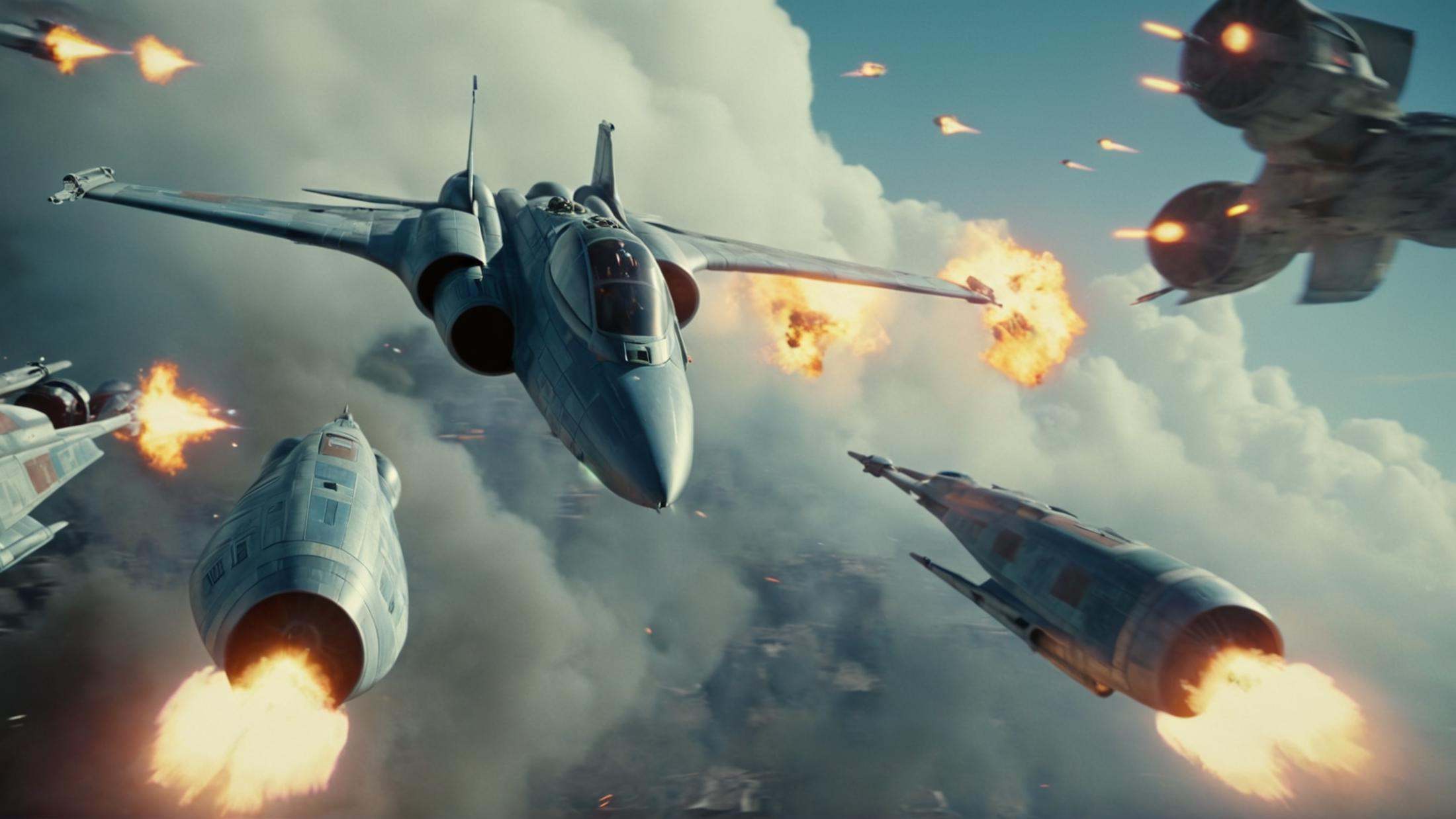 cinematic film still of detailed perfect Naboo a star wars scene with a spaceship and a starfighter,  in star wars style,...