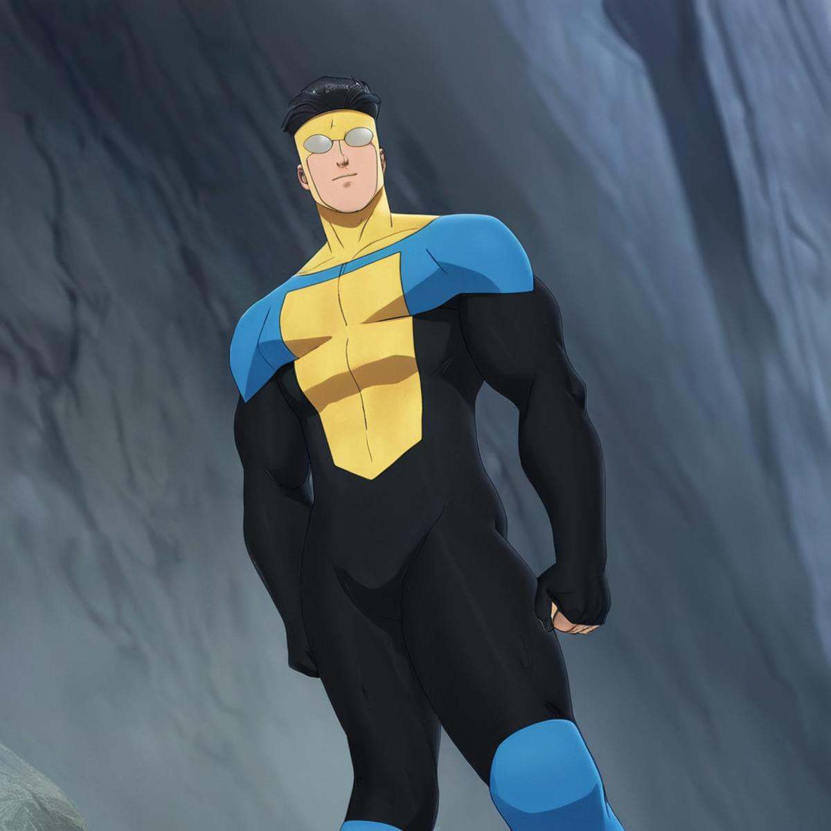 cinematic film still of detailed perfect Invincible a cartoon of a young man with a very muscular nude body main character...