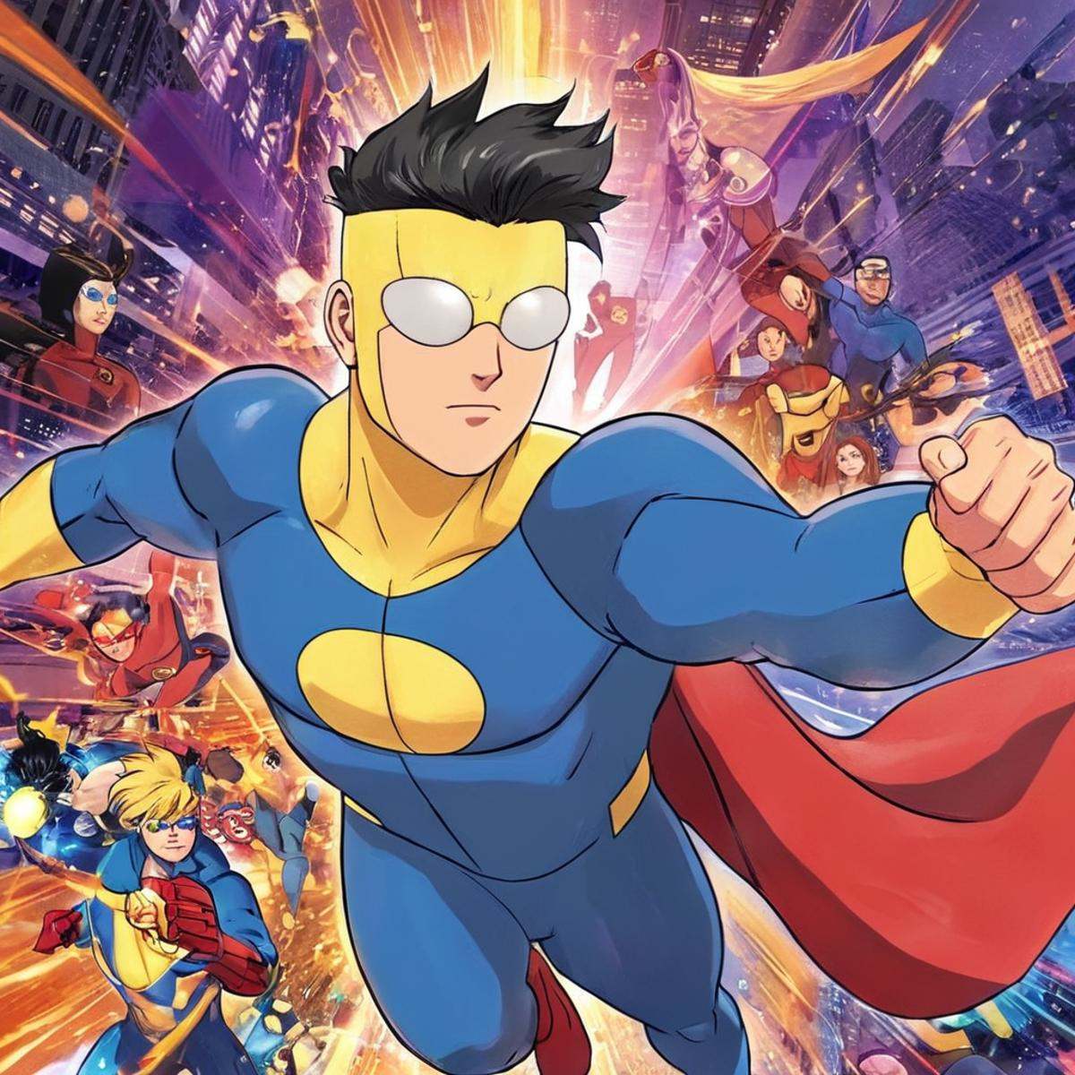 anime artwork of detailed perfect Invincible superhero101,  anime style,  key visual on Tensor.Art