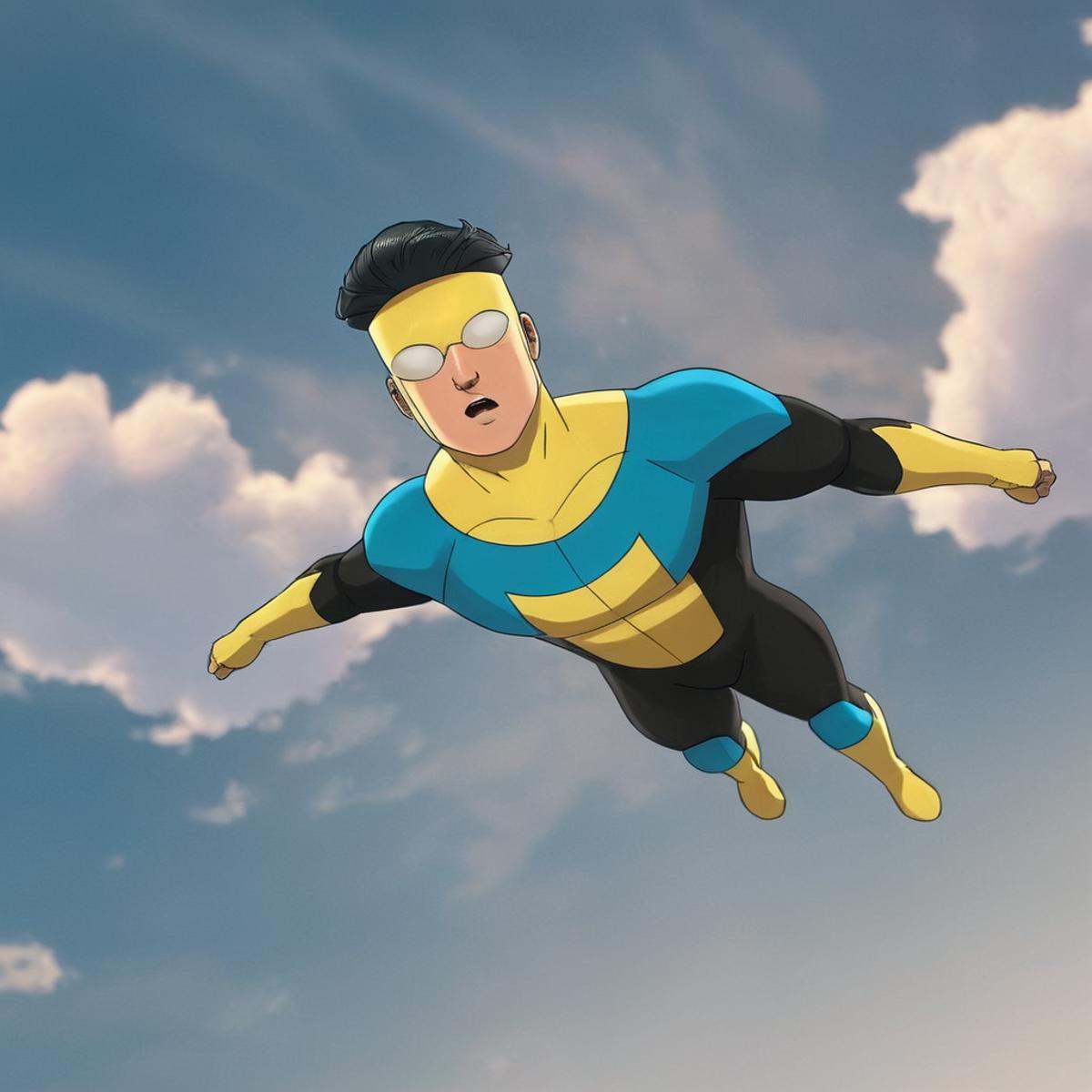 cinematic film still of detailed perfect Invincible a cartoon character with a superhero full costume,  main character,  m...