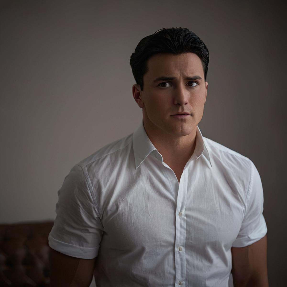 cinematic film still of detailed perfect Mark Grayson a man with a white shirt and black hair,  Mark,  looking at camera o...