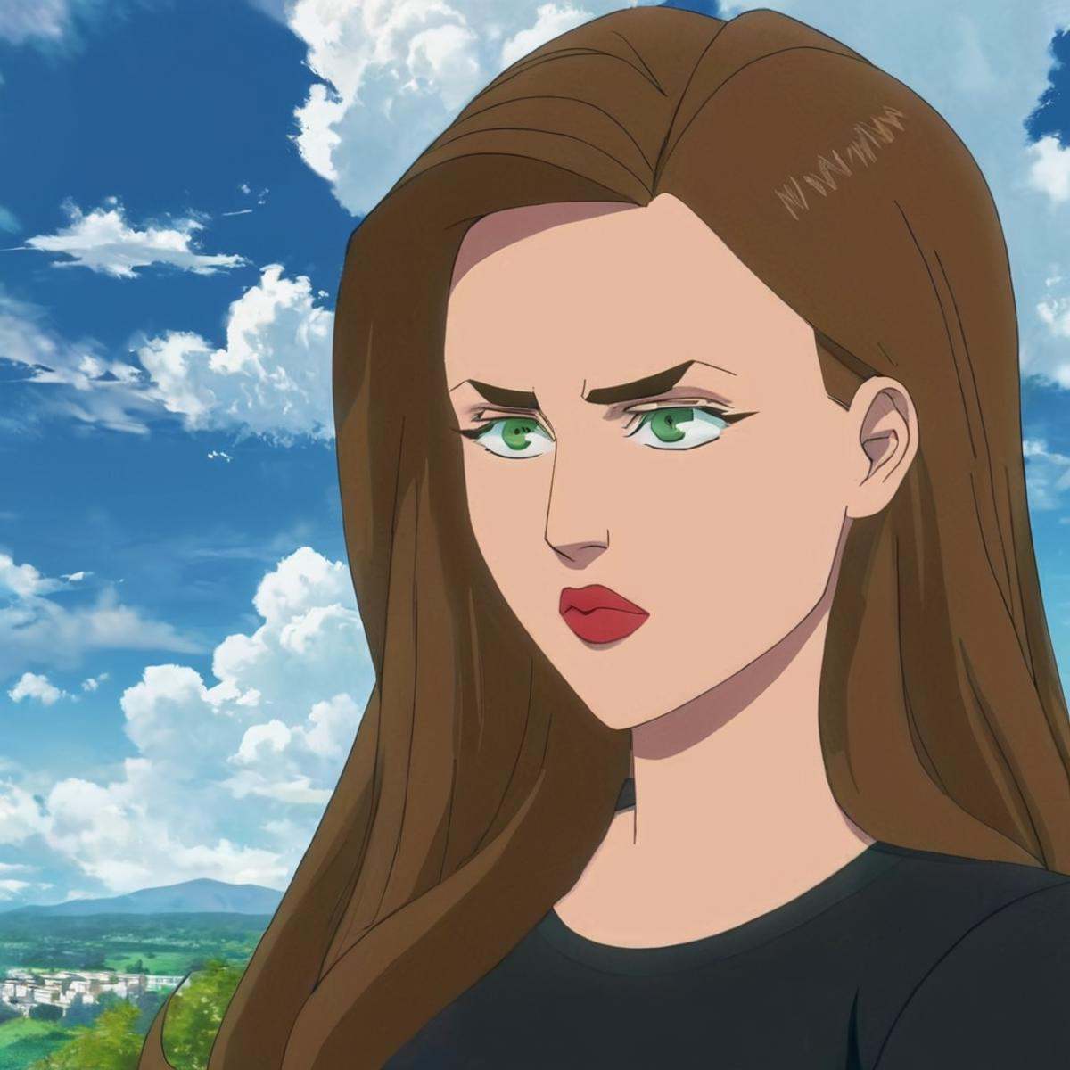 anime artwork of detailed perfect Olga a woman with long hair and a black top,  Russian woman,  1girl on Tensor.Art