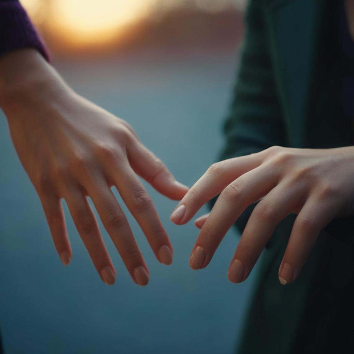 cinematic film still of a woman's two separate hands are shown with their perfect fingers Perfect Hands,  shallow depth of...