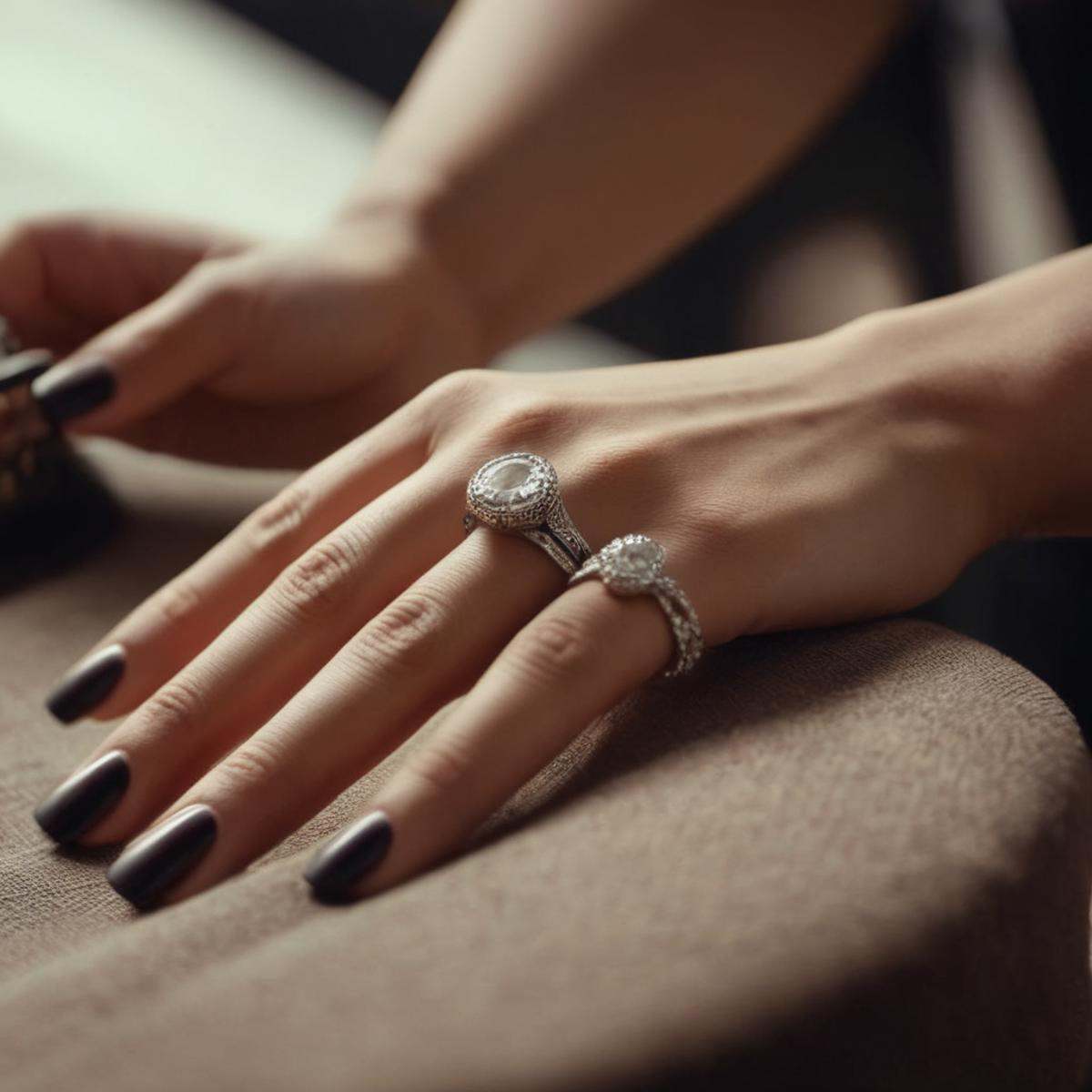 cinematic film still of a woman with a manicured hand and details on it Perfect Hands,  shallow depth of field,  vignette...