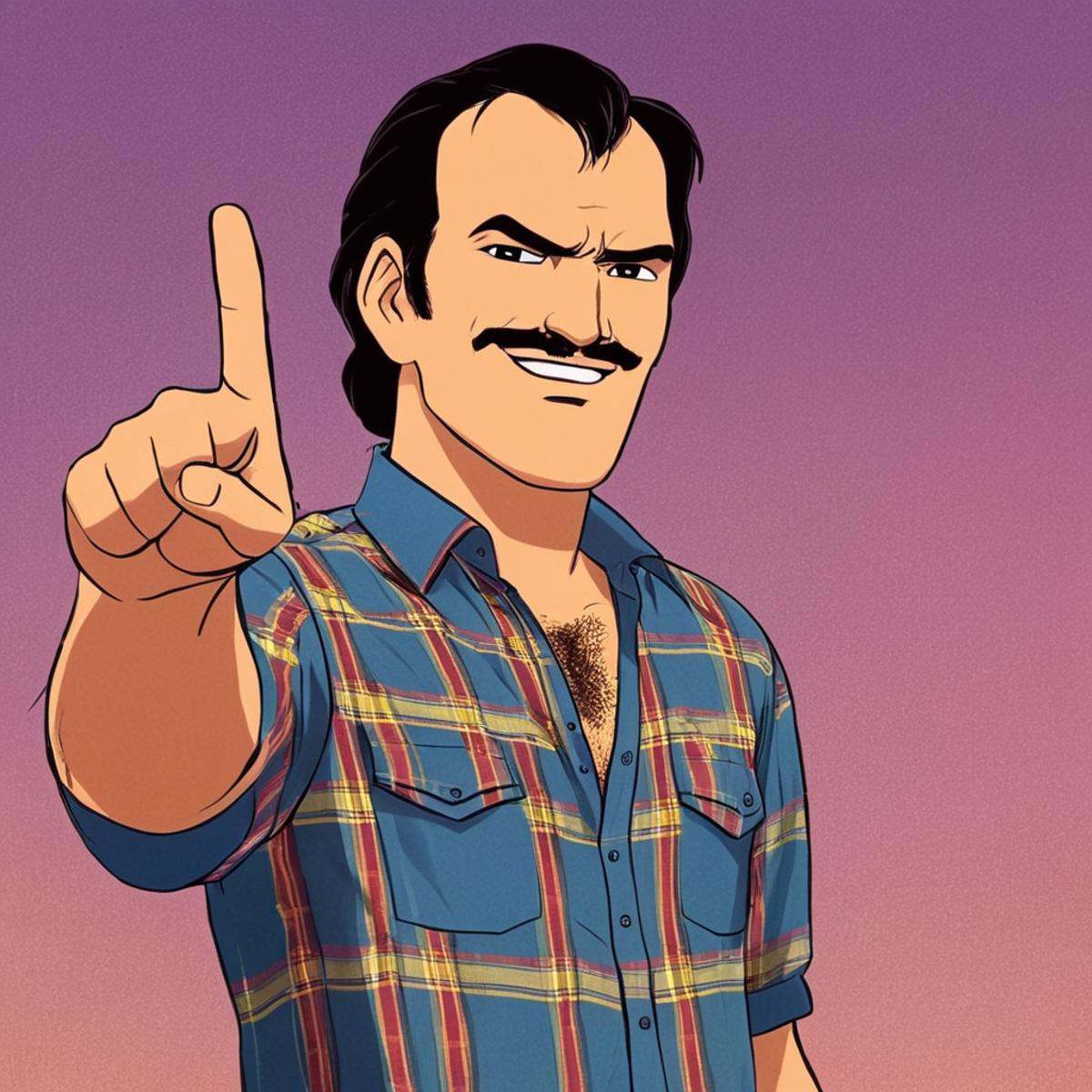anime artwork of perfection detailed In cartoonIn the United Mexican States Quentin Tarantino a man pointing up with his h...
