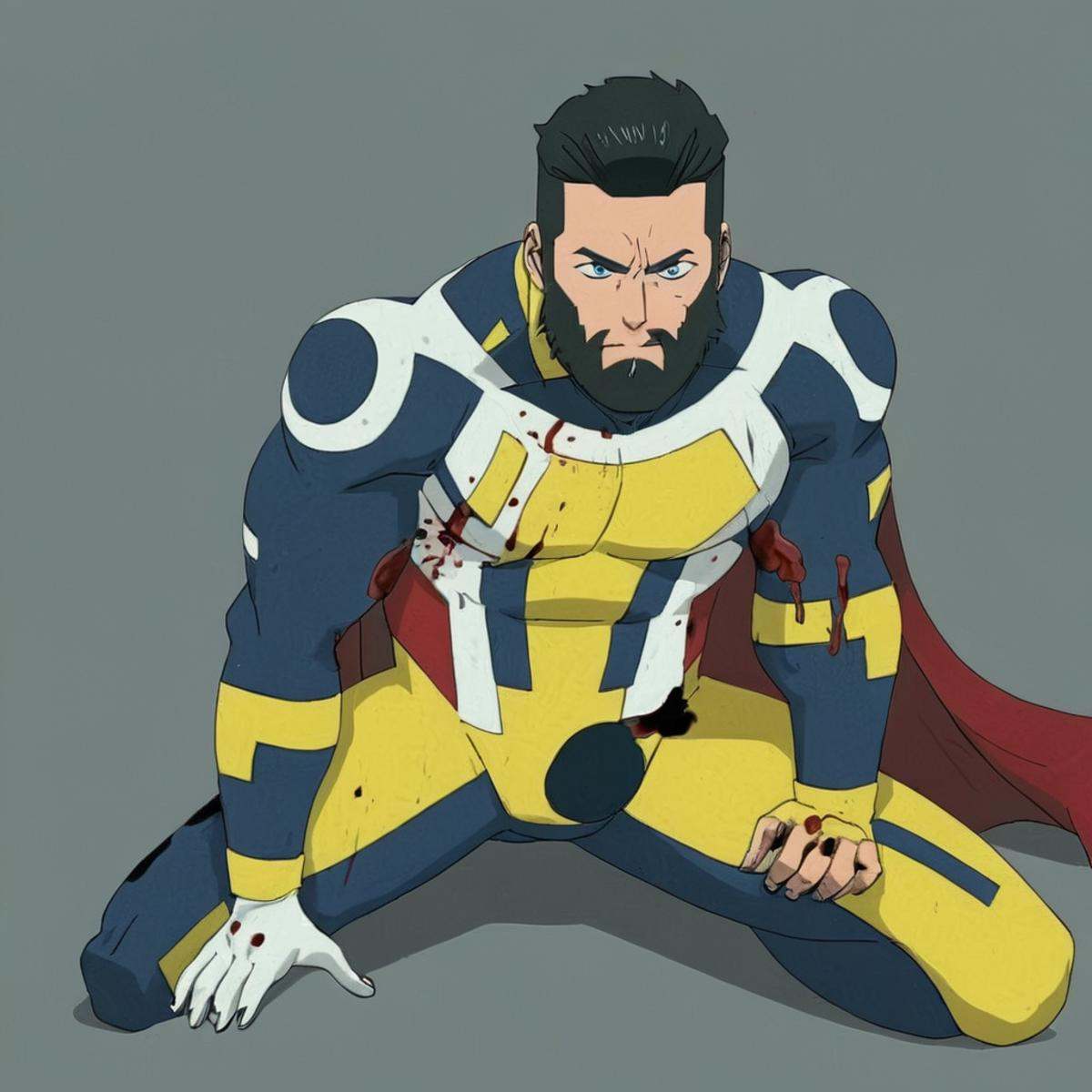 anime artwork of detailed perfect Abraham The Immortal a man with a beard and a yellow and white outfit,  renowned,  kneel...