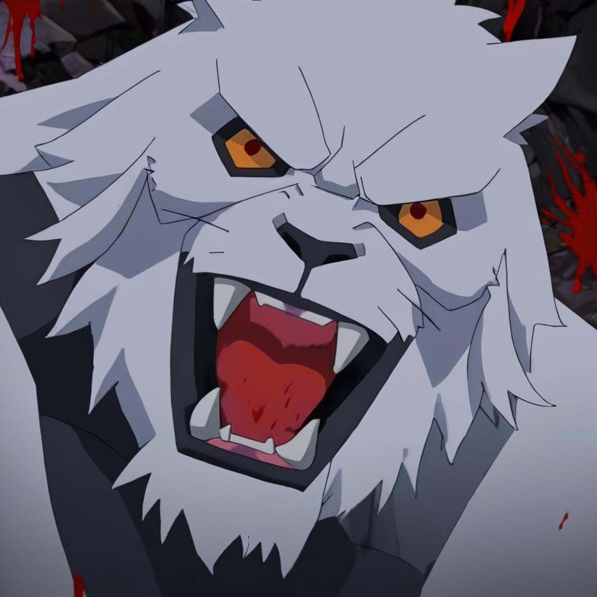 anime artwork of detailed perfect Thokk Battle Beast a close up of an angry white person with a bloody face,  antagonist,...