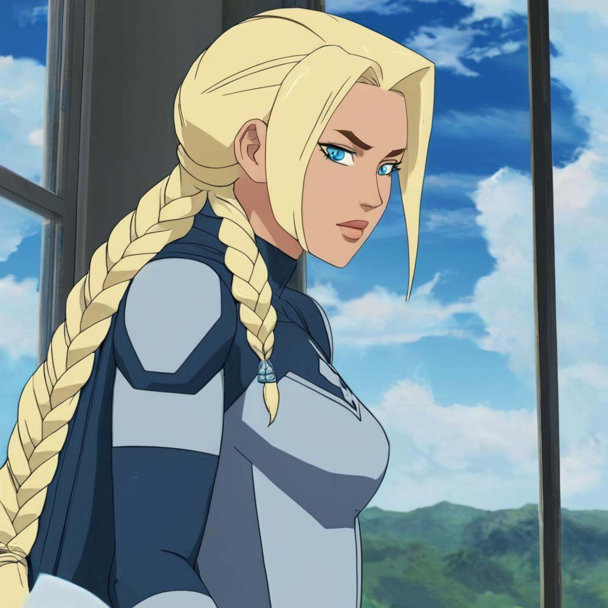anime artwork of detailed perfect War Woman a woman in a costume is standing in front of a window,  warrior woman,  amazon...