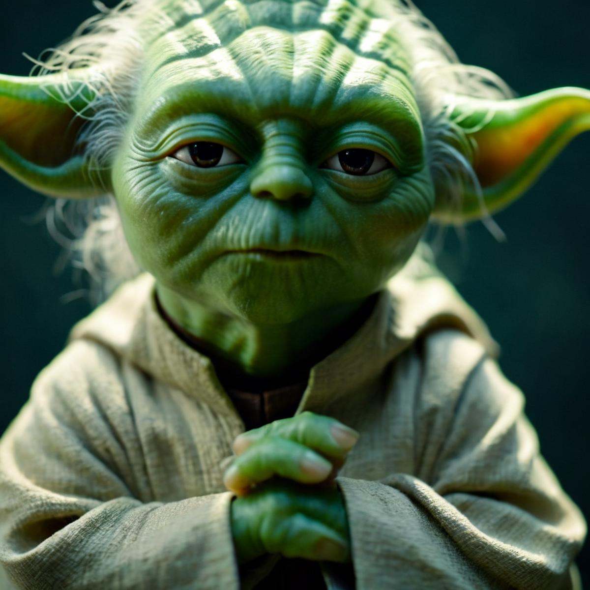 cinematic film still of Yoda a close up of a person with a star wars yoda In Star Wars Universe,  shallow depth of field,...