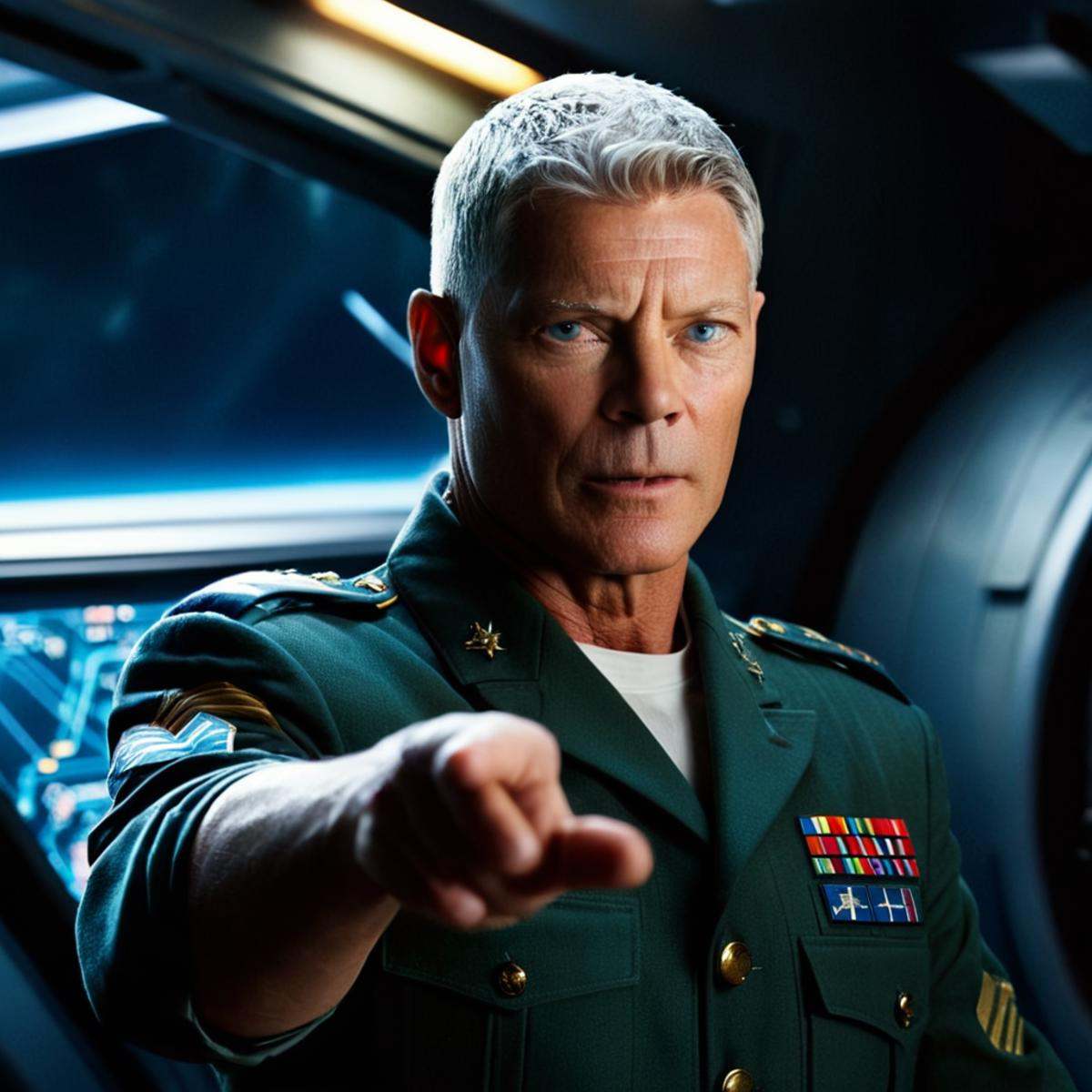 cinematic film still of 1 In 2154 on planet Pandora Human Race Stephen Lang as Colonel Miles Quaritch a man in a military...