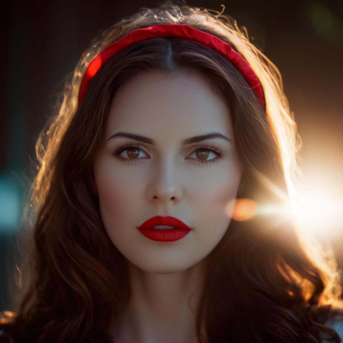 cinematic film still of 1 lens flare reflection a woman with red eyes and a red lip,  1girl,  solo on Tensor.Art