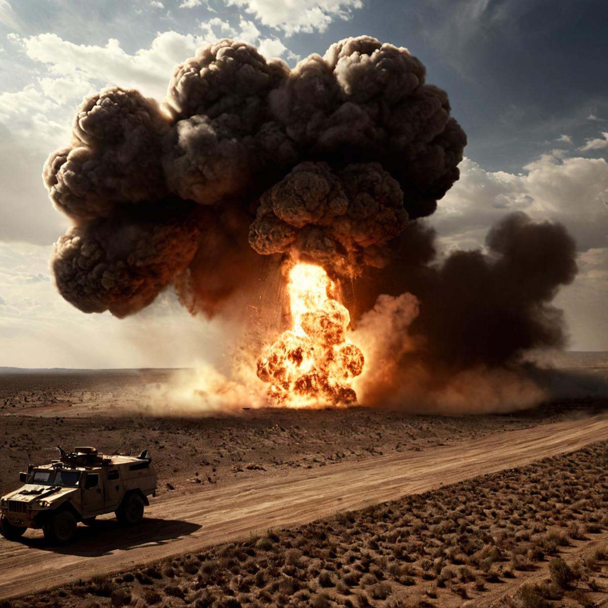 Horror-themed,  1 realism perfect Chiaroscuro Lighting Style A different unique picture of a large explosion of dirt in th...