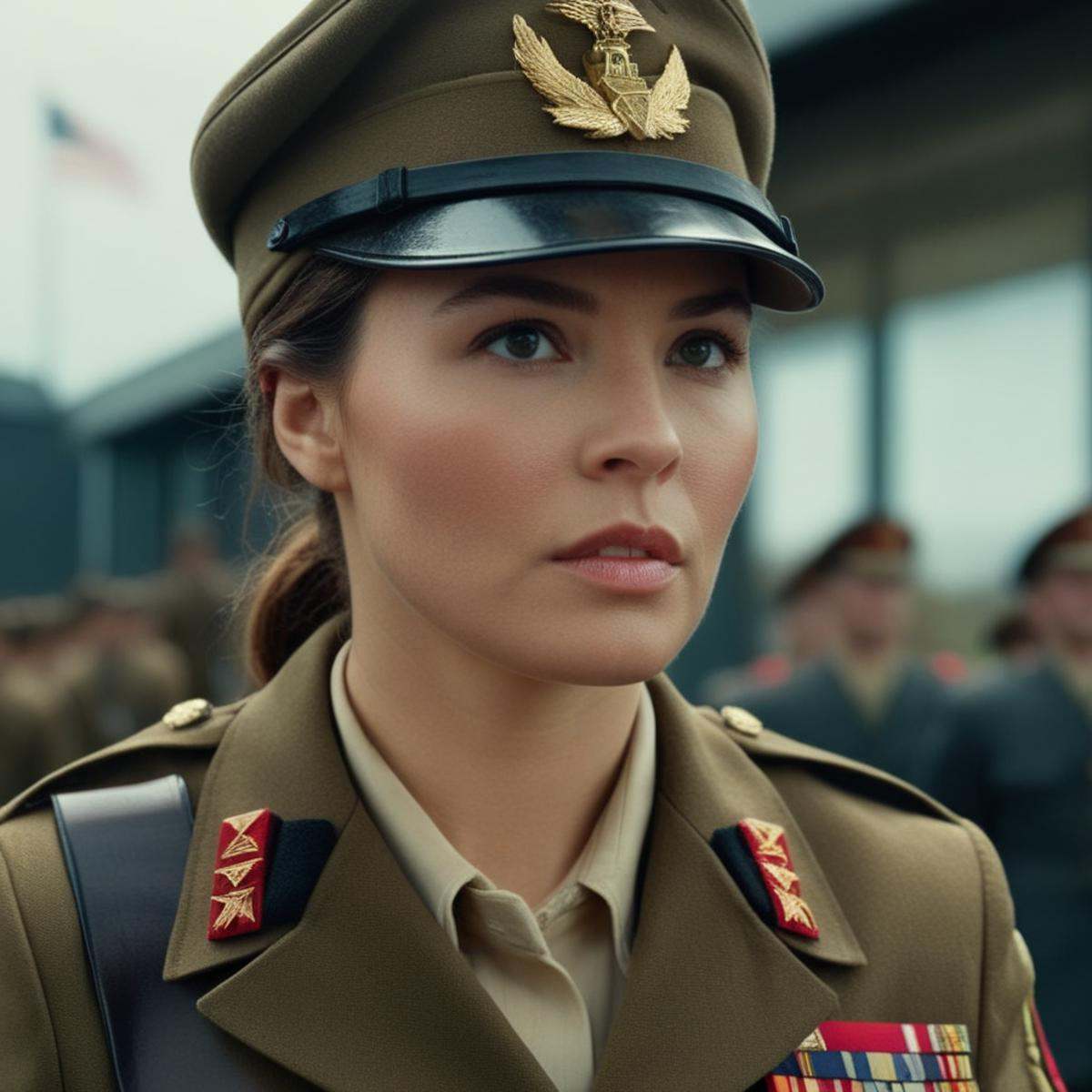 cinematic film still of a woman in a military uniform,  shallow depth of field,  vignette on Tensor.Art